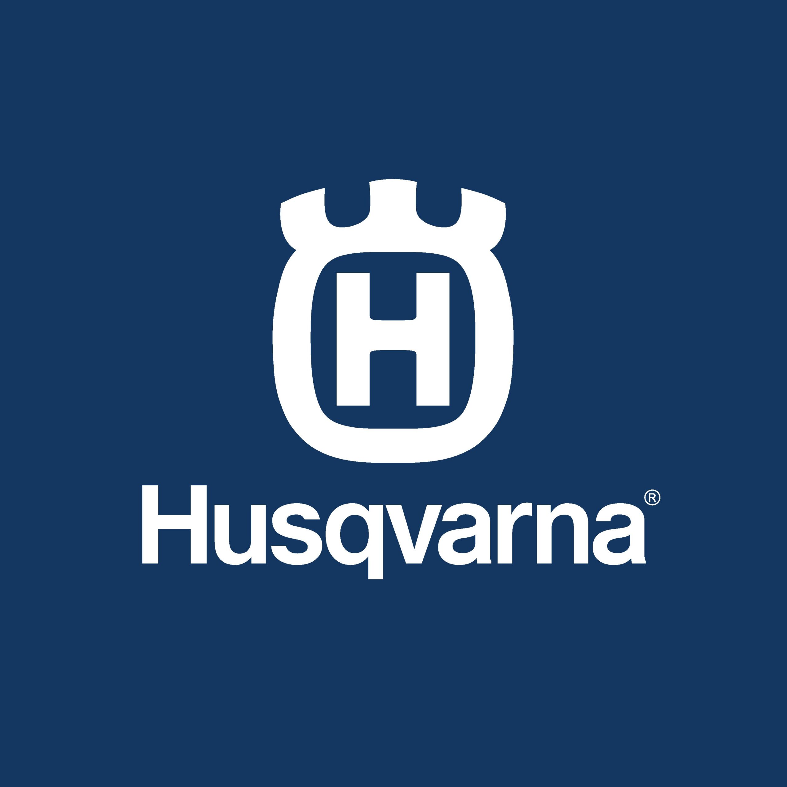 Husqvarna logo sinisel taustal